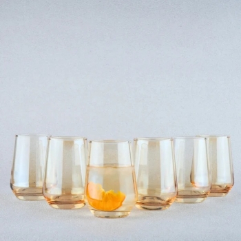 Amber+Glass+6+Pieces+Water+Glasses+390ml+Each%2CModern+Glass+Cups