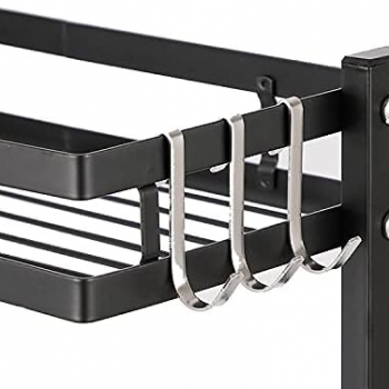 3+Tier+Spice+Rack%2C+Kitchen+Storage+Rack+with+3+Hooks%2C+Spice+Storage+Rack%2C+Multifunctional+Kitchen+Organizer+%28Black%2C+34%C3%9721%C3%9761cm%29