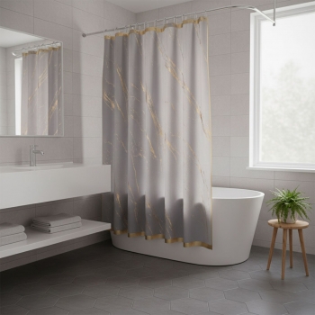 180x180cm+Water+Repellent+Polyester+Shower+Curtain+Marble+Design