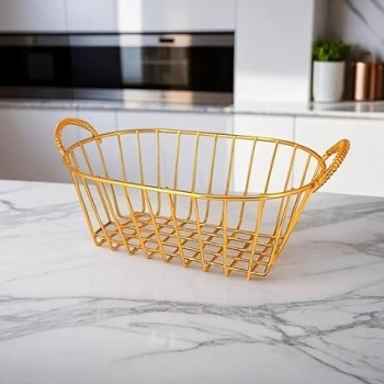 Food+Serving+Basket+Household+Organizer+Creative+Iron+Fruit%2CFrench+Fries%2CFood+Basket+%28Gold%29