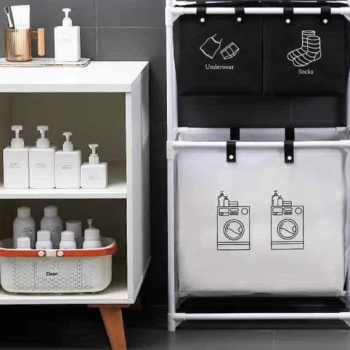 97x57x28cm+2-Tier+Laundry+Sorter+Basket%2CDurable+and+Sturdy+with+Strong+Load-Bearing+Capacity