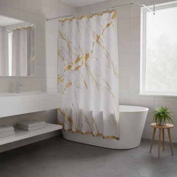 180x180cm+Water+Repellent+Polyester+Shower+Curtain+Marble+Design
