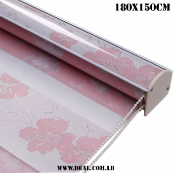 Pink+Floral+Print+Duo+Roller+Curtain+180x150