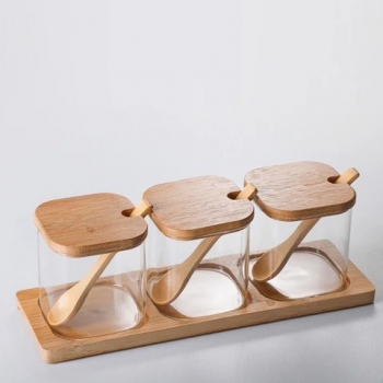 3-Pieces+Glass+Spice+Jar+Set+with+Bamboo+Lids+%26+Tray