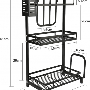 3+Tier+Spice+Rack%2C+Kitchen+Storage+Rack+with+3+Hooks%2C+Spice+Storage+Rack%2C+Multifunctional+Kitchen+Organizer+%28Black%2C+34%C3%9721%C3%9761cm%29