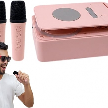 K-18+Portable+Bluetooth+Speaker+with+Phone+Holder+and+2+Microphones