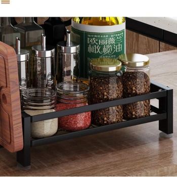 3+Tier+Spice+Rack%2C+Kitchen+Storage+Rack+with+3+Hooks%2C+Spice+Storage+Rack%2C+Multifunctional+Kitchen+Organizer+%28Black%2C+34%C3%9721%C3%9761cm%29