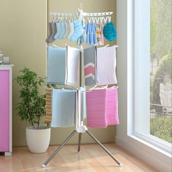 Clothes+Drying+Rack%2C+3-Tier+Collapsible+Foldable+Garments+Stand+for+Hanging+Towels%2C+Undergarments%2C+Baby+Clothes+Sock+Towels+%28White%29