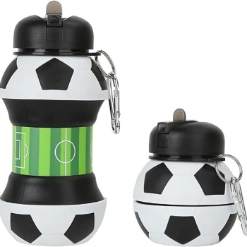 Football+Water+Bottle+550ml+Silicone+Soccer+Water+Bottle+for+Boys+Girls+Collapsible+Leak-Proof+Drink+Sports+Bottle+for+Travel+Gym+Picnics+School