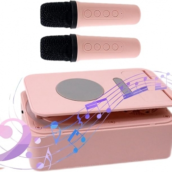 K-18+Portable+Bluetooth+Speaker+with+Phone+Holder+and+2+Microphones