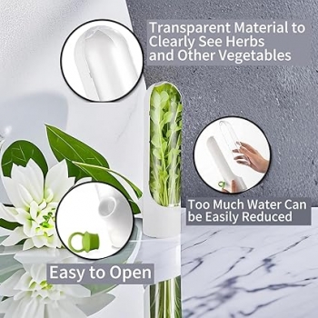 Herb+Saver+Storage+Container+Fresh+Herb+Keeper+Vanilla+Vegetables+Fresh+Preservation+Bottle+For+Refrigerator+Kitchen