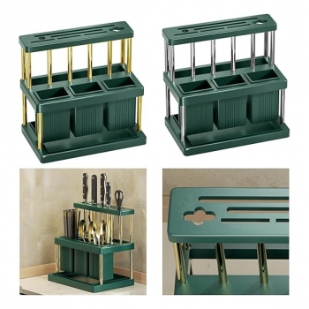 Multi-Functional+Kitchen+Utensil+Organizer+Rack+Knife+%26+Cutlery+Holder+with+Drainage+Compartments+Space-Saving+Countertop+Storage+Stand+for+Spoons%2C+Forks%2C+Chopsticks%2C+and+Knives%E2%80%9D