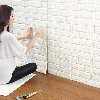 White+color+Brick+Wall+Foam+Sticker+70x77cm