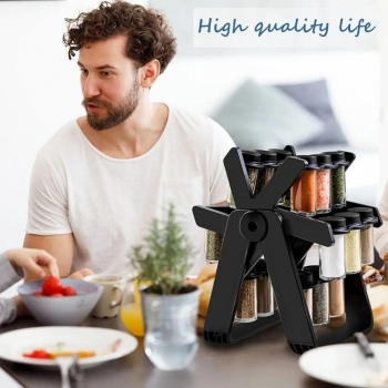 Rotating+Spice+Rack+Organizer+with+18+Glass+Spice+Jars+Countertop+Kitchen+Cabinet