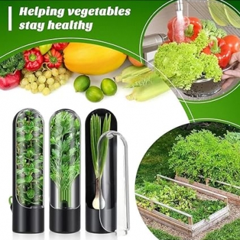 Herb+Saver+Storage+Container+Fresh+Herb+Keeper+Vanilla+Vegetables+Fresh+Preservation+Bottle+For+Refrigerator+Kitchen