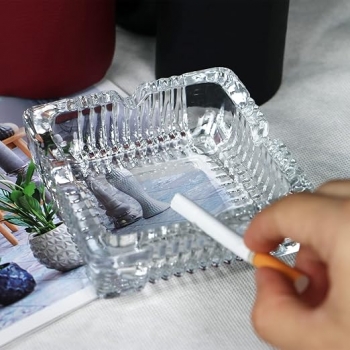 1+Pc+Clear+Glass+Ashtray%2CSquare+Glass+Ashtray+10cm