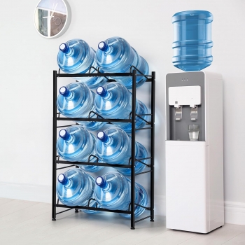 8+Gallon+Water+Bottle+Holder+Water+Jug+Holder+4+Tier+Heavy+Duty+Water+Jug+Rack+for+8+Bottles+Detachable+Gallon+Water+Jug+Stand+Organizer+Shelf+for+Home+Kitchen+Office%2C+Black
