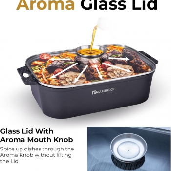Everyday+Marble+Stone+Coating+Roasting+Pan+With+Aroma+Glass+Lid+35cm