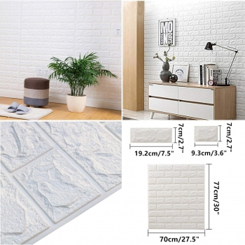 White+color+Brick+Wall+Foam+Sticker+70x77cm