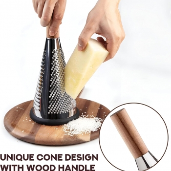 Stainless+Steel+Cheese+and+Vegetable+Grater+Wooden+Handle