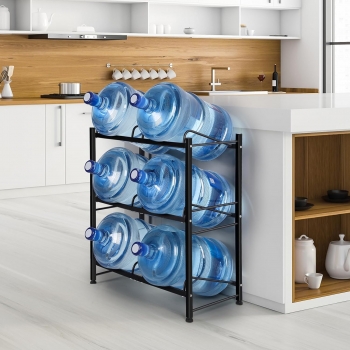 6+Gallon+Water+Bottle+Holder+3+Tier+Water+Cooler+Jug+Rack+for+6+Bottles+Heavy+Duty+Detachable+Water+Bottle+Storage+Rack+for+Home+Office%2C+Black