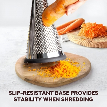 Stainless+Steel+Cheese+and+Vegetable+Grater+Wooden+Handle