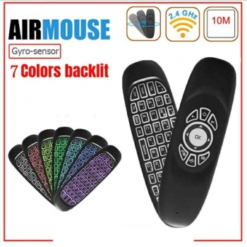 RGB+7+Colors+Backlight+Fly+Air+Mouse+Gyro+Sensor+Wireless+2.4G+RF+Keyboard+Remote+Control+For+Android+Smart+TV+Box