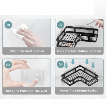 Set+of+5+Self+Adhesive+Stainless+Steel+Shower+Caddy+Set+Including+2+Shampoo+Holders+1+Toothbrush+and+Toothpaste+Holder+and+2+Soap+Holders