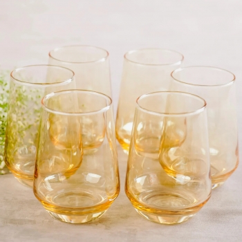 Amber+Glass+6+Pieces+Water+Glasses+390ml+Each%2CModern+Glass+Cups