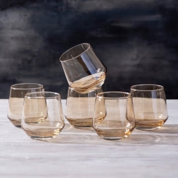Amber+Glass+6+Pieces+Water+Glasses+370ml+Each%2CModern+Glass+Cups