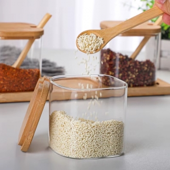 3-Pieces+Glass+Spice+Jar+Set+with+Bamboo+Lids+%26+Tray