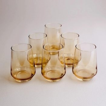Amber+Glass+6+Pieces+Water+Glasses+390ml+Each%2CModern+Glass+Cups