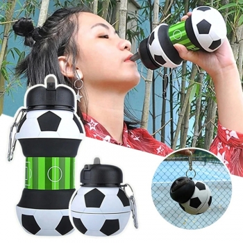 Football+Water+Bottle+550ml+Silicone+Soccer+Water+Bottle+for+Boys+Girls+Collapsible+Leak-Proof+Drink+Sports+Bottle+for+Travel+Gym+Picnics+School