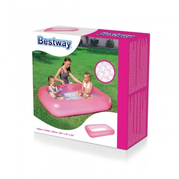 Bestway+51115+165+x+104+x+25cm+Pink+inflatable+rectangular+children+swim+pool+2+kids+play+summer+pool