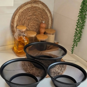 22cm+Mesh+Strainer+Colander%2CMetal+Kitchen+Strainer+Black%2CDurable+Fine+Mesh+for+Draining+%26+Rinsing