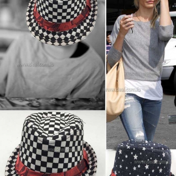 Checkered+Fedora+With+Red+Band+Unisex